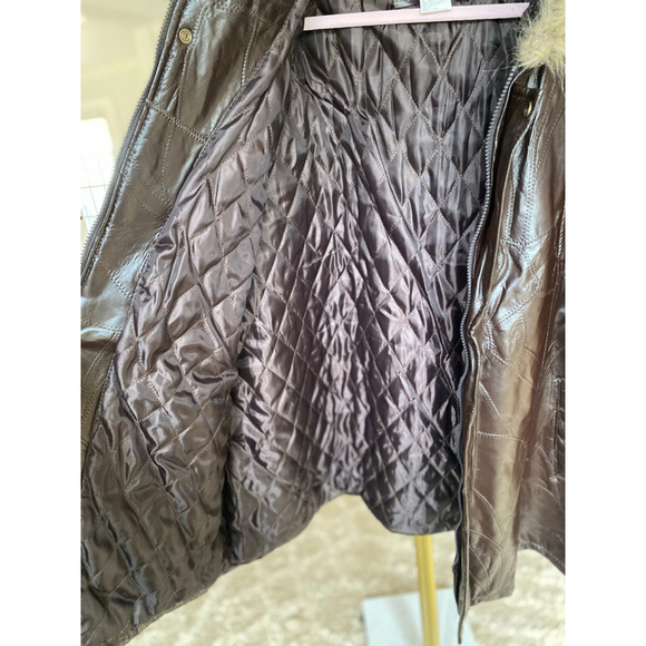 Stag Hill Haband Leather Coat Hooded Faux Fur Trim Brown 2XL Winter Boho Scandi - Picture 4 of 11